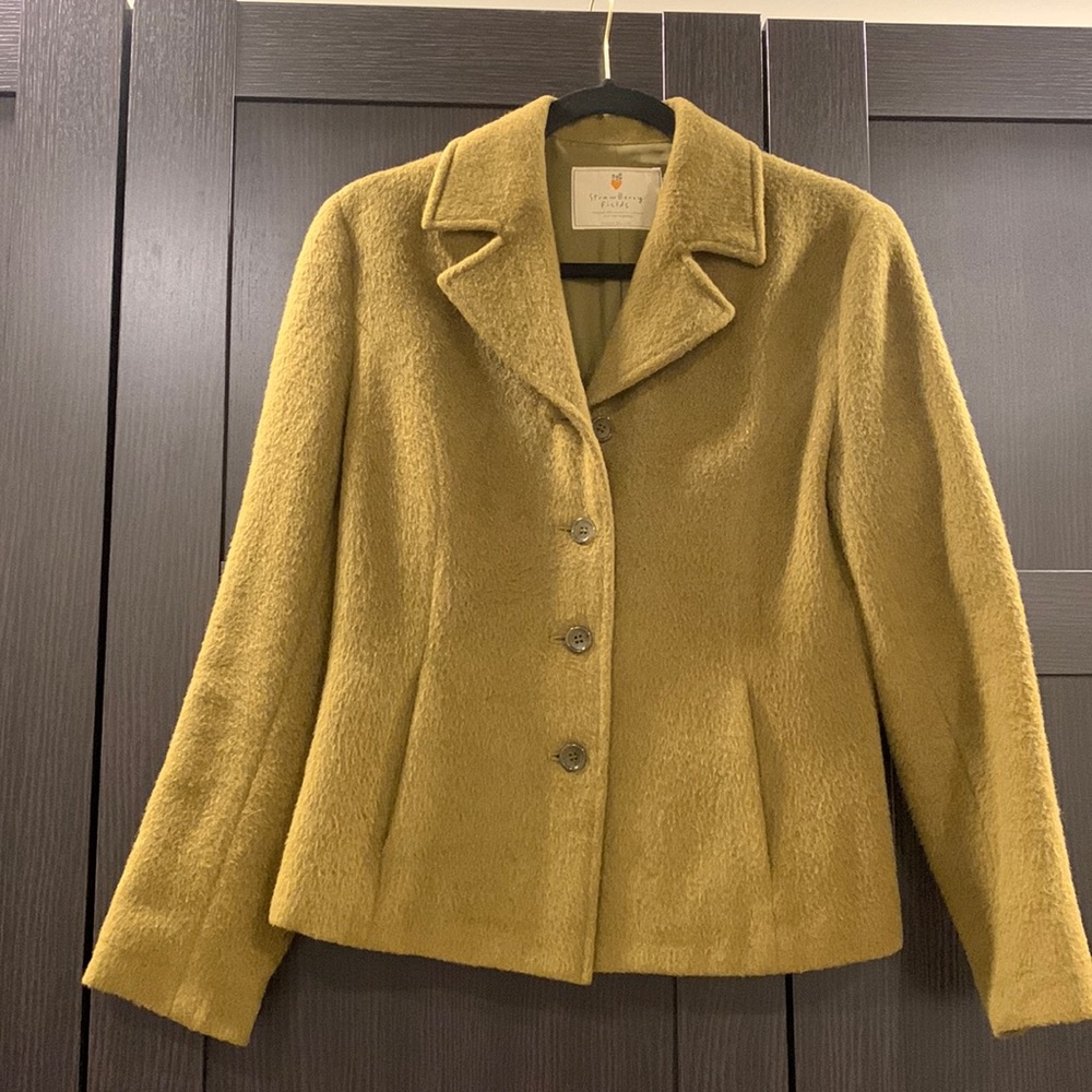 Beautiful Lightweight Wool Blazer/Jacket, Pea Green, High End Couture Quality